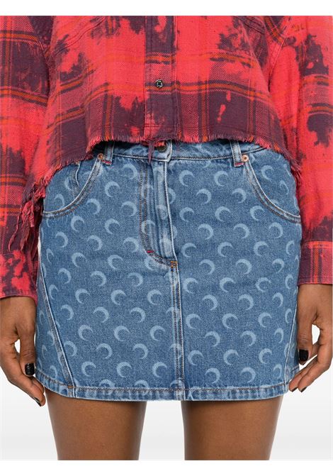 gonna mini moon laser denim donna blu MARINE SERRE | WSK057A CDEN0002BL05